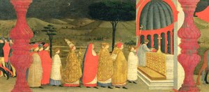 Predella of the Profanation of the Host: The Pope Returning the Consecrated Host to the Altar, c.1468 (detail)