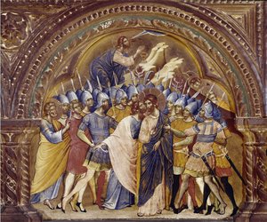 The Taking of Christ (detail of the polyptic of Santa Chiara, circa 1350) by Paolo Veneziano