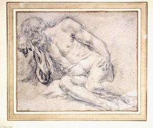 A Reclining Bearded Man Sleeping on His Arm by Paris Bordone