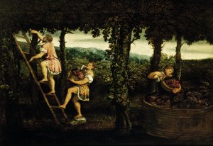 Scene of Grape Harvest by Paris Bordone