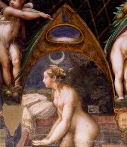 Diana dipping into spring, from Myth of Diana and Actaeon
