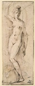 Female Figure - Study for Santa Maria della Steccata, Parma by Parmigianino