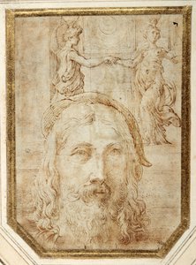 Self-Portrait, Imposed on Preliminary Studies for Two Canephori of the Steccata by Parmigianino