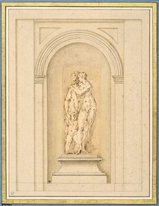 Two Figures and a Cupid Surrounded by a Later Architectural Frame by Parmigianino