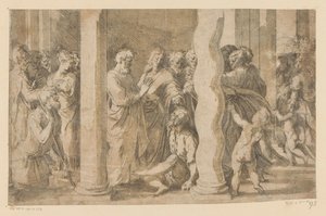 Saints Peter and John Healing a Lame Man by Parmigianino (attributed to)