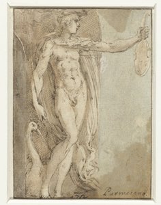 Mercury Standing in a Niche with a Violin and an Ibis