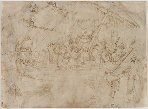 Navicella Recto Two Drawings of Ships Verso by Parri Spinelli