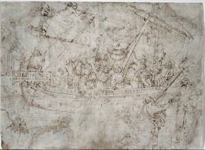 Two Drawings of Ships (verso) by Parri Spinelli