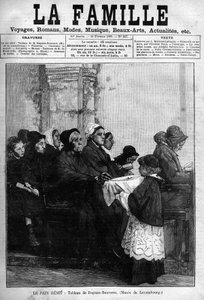 The bread benit, engraved from 1888 after the painting by Dagnan-Bouveret. Cover of the 1888 newspaper 