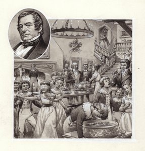 Christmas celebrations at the home of an English squire by Pat (1907-95) Nicolle