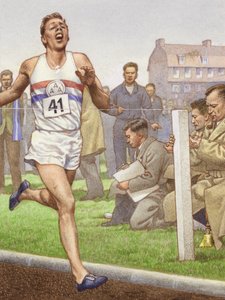 Roger Bannister Running the First Four-Minute Mile by Pat (1907-95) Nicolle