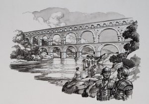 Roman Aqueduct by Pat (1907-95) Nicolle