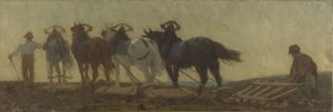 History of Wheat: Plowing, Sowing, Harrowing: Sketch for the Drawing Room of the School on Rue Dombasle by Paul Albert Baudouin