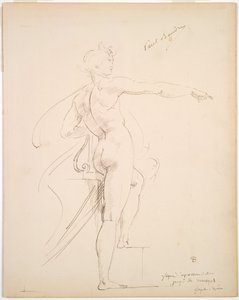 Study of Apollo for Marsyas (recto); Face in Profile (verso) by Paul Baudry
