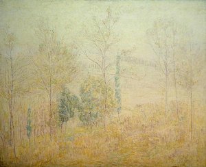 Tuscan Landscape in Early Spring with Green Poplars