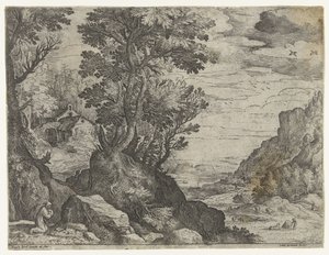 Mountain Landscape with Praying Hermit by Paul Bril