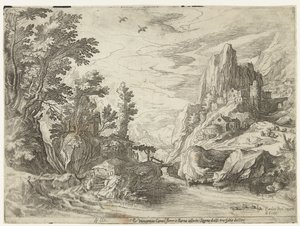 River Landscape in Campania with City on Rocks