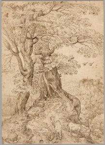 Wooded Landscape with Donkeys and Goats, and Castle on Hill in Distance by Paul Bril