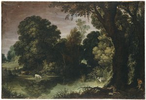 Wooded Landscape with a Duck Hunt by Paul Bril