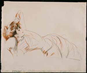 An Elegant Lady Reclining by Paul Cesar Helleu