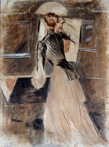 Full-Length Portrait of Madeleine Carlier. Paul Helleu, 20th Century. Bayonne, Musee Bonnat