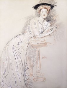 Portrait of Miss Taylor Leaning on a Table by Paul Cesar Helleu