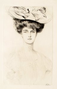 Young Woman with Hat by Paul Cesar Helleu