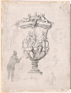 Figure Studies Around an Engraving of an Ornamental Vase by Paul Cézanne