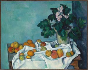 Still Life with Apples and a Pot of Primroses by Paul Cézanne