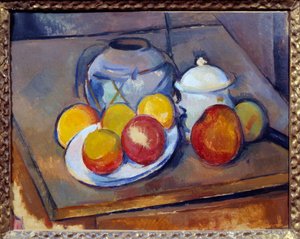 Vase, Straw, Sugar Bowl, and Apples