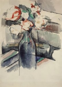 Roses in a Bottle by Paul Cézanne