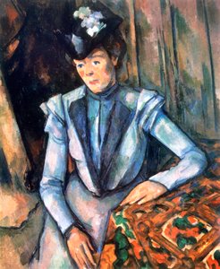 Woman seated in blue