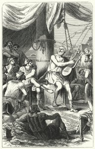 Homer entertaining foreign sailors with a song by Paul Dominique Philippoteaux