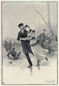 Illustration for Anna Karenina: Levin and Kitty on the ice by Paul Frenzeny