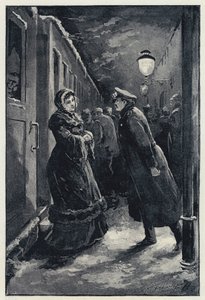 Illustration for Anna Karenina: Vronsky encounters Anna at the station by Paul Frenzeny