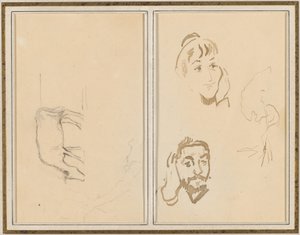 A Grazing Cow; Head of a Woman with Her Hand on Her Cheek, and Head of a Man with His Hand on His Ear by Paul Gauguin
