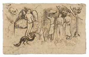 Angel, Peacock, and Three Tahitians by Paul Gauguin