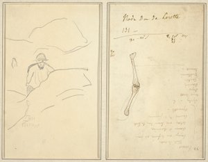 Breton Boy in a Landscape; Study of an Arm (verso) by Paul Gauguin