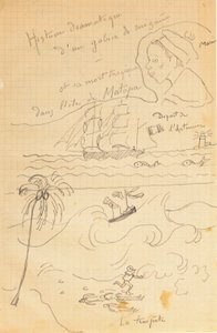 Drawing from an Album of Drawings Produced for the Young Jacques Bousquet by Paul Gauguin