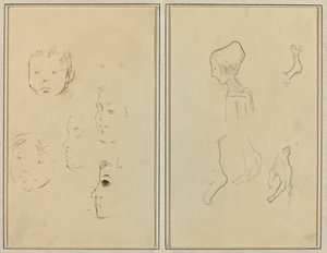 Five Studies of Heads; A Boy in Profile with Studies of Hands and Feet