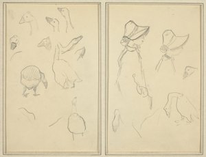 Geese; Girls in Bonnets, Geese [recto] by Paul Gauguin