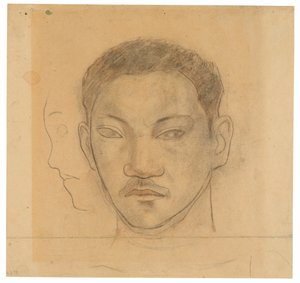 Head of a Tahitian with Profile of Second Head to His Right by Paul Gauguin