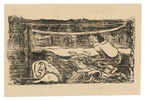 Interior of a Tahitian Hut, from the Suite of Late Wood-Block Prints