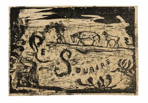Man Carrying Bananas Followed by Two Horses, headpiece for Le sourire