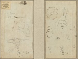 Seated Figure and a Cow; Three Studies of a Child