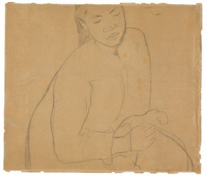 Seated Tahitian Woman (related to the painting Te faaturuma [Reverie]) by Paul Gauguin