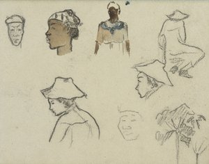 Sketches of Figures and Foliage by Paul Gauguin