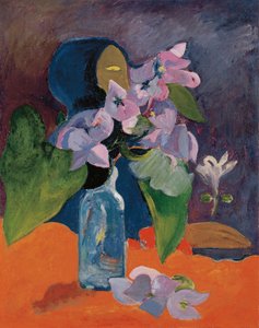 Still Life with Flowers and Idol by Gauguin by Paul Gauguin