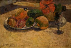 Still Life with Mango and Hibiscus