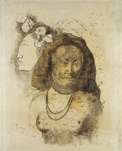 Tahitian Woman with Evil Spirit, c.1899-1900 by Paul Gauguin